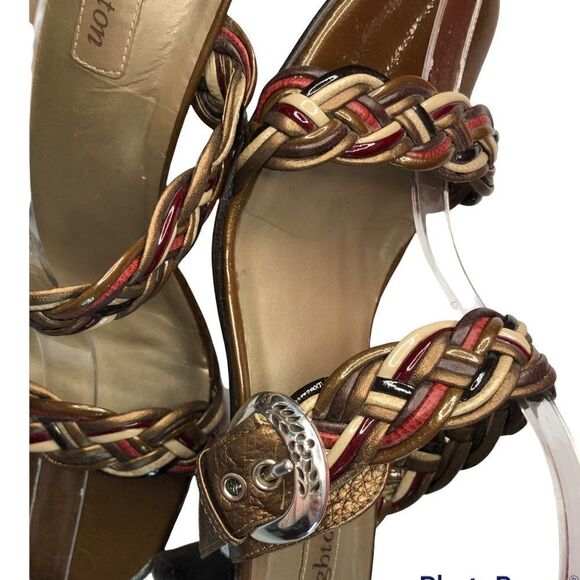 Brighton Figi Sandals Braided Metallic Tones Leather Silver Buckles Size 10 - Picture 5 of 7
